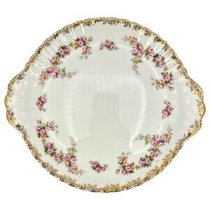 Royal Albert Dimity Rose Serving Plate Bone China England Pink Roses Gold Trim